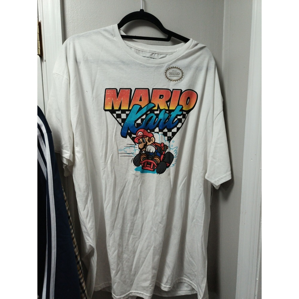Super Mario size 2XL Mario Kart Team Driver Checkered Flag T-Shirt  NWT